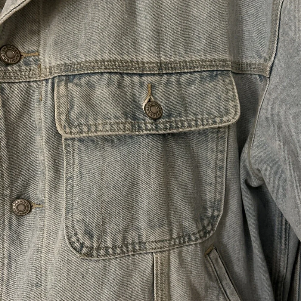 Banana Republic Men’s Size XL Denim Button Front Blue Jean Jacket Tan Collar